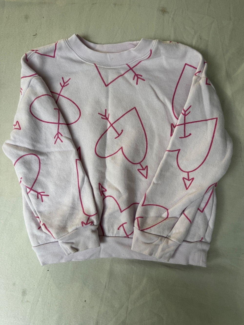 Gap Fall Light pink Crewneck Sweat shirt  with Pink Heart Arrow Print girls 4T